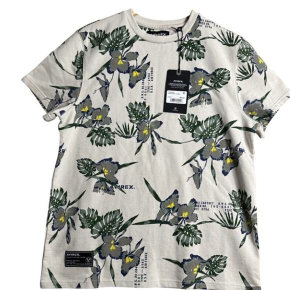 Avirex 2X Floral T-Shirt Cotton Sweatshirt Style Tropical Streetwear - Picture 1 of 5